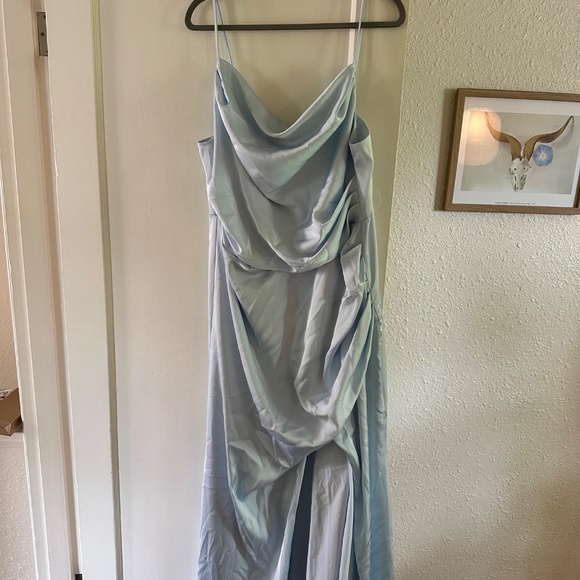 Lydia Matte Satin Dress -  1X / MIST BLUE - Picture 2 of 7